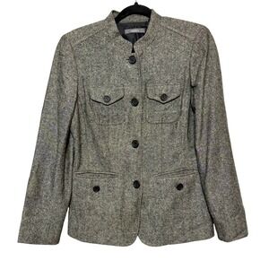 Vtg Tweed Old Money Wool Silk Blend Jacket Women Size 8 Tailored Classic Luxury